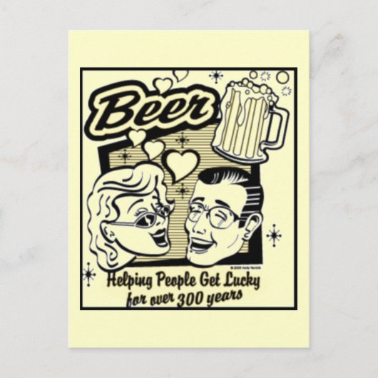 Retro krijgt Lucky Beer Card (nieuw en verbeterd) Briefkaart (Voorkant)
