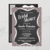 Retro krijtbord look; Dark Sienna Chevron Uitnodiging Briefkaart (Voorkant / Achterkant)