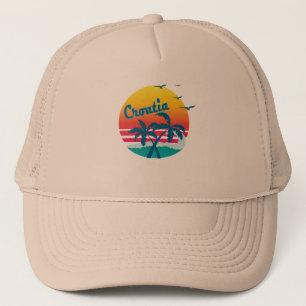 Retro  kroatië Sunset, #kroatië Trucker Pet