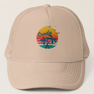 Retro  kroatië Sunset, #kroatië Trucker Pet