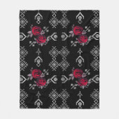 Retro  kruissteek waterverf rozen fleece deken (Voorkant)