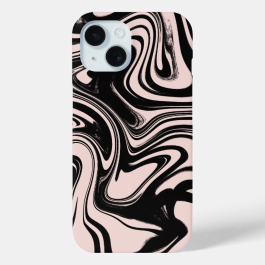 Retro Krullen Zwart & Beige Case-Mate iPhone Case (Achterkant)