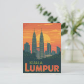 Retro Kuala Lumpur Petronas Towers Briefkaart (Staand voorkant)