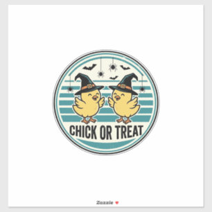 Retro Kuiken Of Behandeling Halloween Kuikens Ontw Sticker