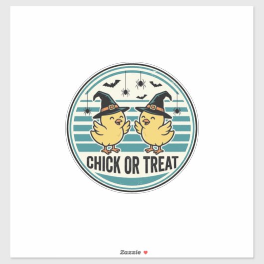 Retro Kuiken Of Behandeling Halloween Kuikens Ontw Sticker (Vel)