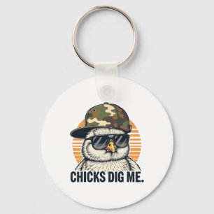 Retro Kuikens Vinden Me Grappig Pasen Camo Peuter Sleutelhanger