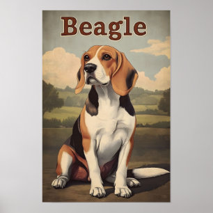Retro Kunst Beagle Hond Poster