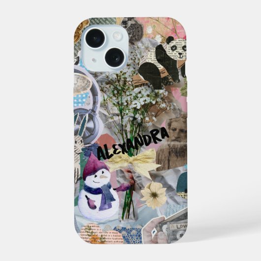 Retro Kunst Collage Hoesje iPhone 15 Case (Achterkant)