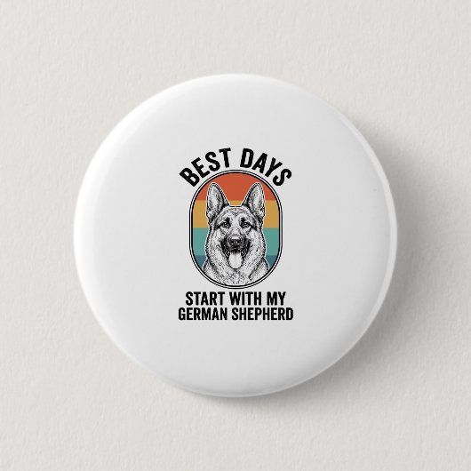 Retro Kunst Duitse Herdershond Oud Ontwerp Voor Ho Ronde Button 5,7 Cm (Voorkant)