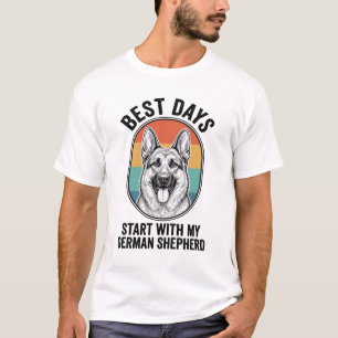 Retro Kunst Duitse Herdershond Oud Ontwerp Voor Ho T-shirt