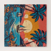 Retro kunst Leuke tijd tropische puzzel (Horizontaal)