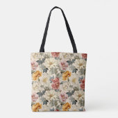 retro kunstpatroon Dusty Floral Tote Bag (Achterkant)