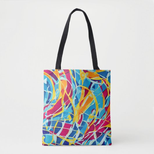  retro kunstwerk Blauw Roze Trendy abstract Tote Bag (Voorkant)