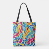 retro kunstwerk Blauw Roze Trendy abstract Tote Bag (Achterkant)