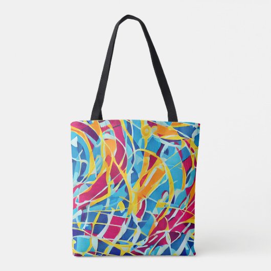  retro kunstwerk Blauw Roze Trendy abstract Tote Bag (Achterkant)