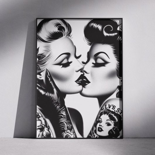 Retro kus pin-ups poster