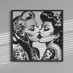 Retro kus pin-ups poster