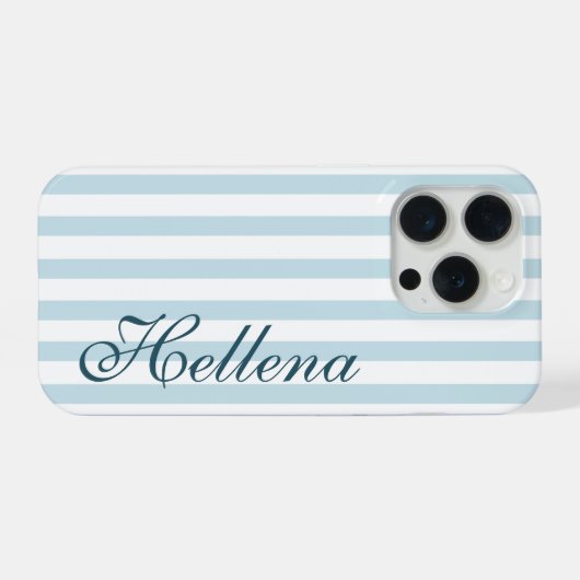 Retro Kust Blauw Witte Strepen Aangepaste Naam iPhone Hoesje (Achterkant horizontaal)