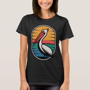 Retro Kust Pelikaan Zonsondergang T-shirt