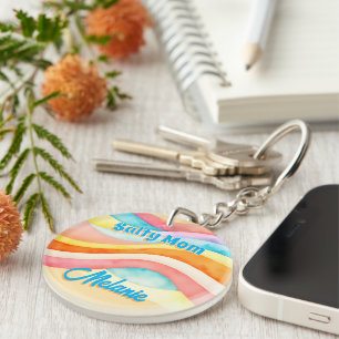 Retro Kust Strand Esthetische Moeder Sleutelhanger