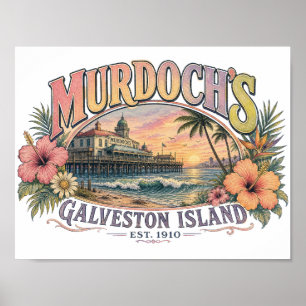 Retro kust strand illustratie poster