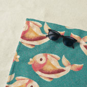 retro-kustgoudvispatroon strandlaken (In situ)