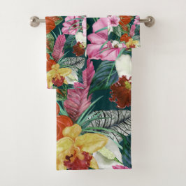 Retro Kustparadijs Bloeit Bad Handdoek