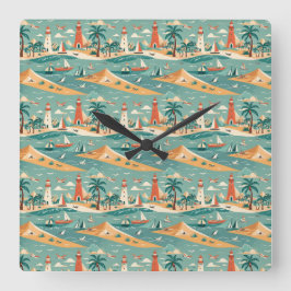 retro-kustwandklok vierkante klok