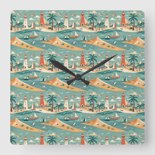 retro-kustwandklok vierkante klok (Voorkant)