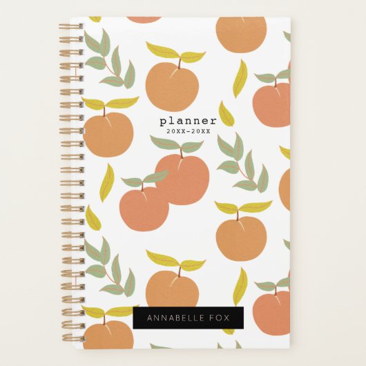 Retro Kute Peach Pattern White Planner (Voorkant)