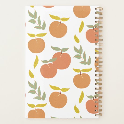 Retro Kute Peach Pattern White Planner (Achterkant)