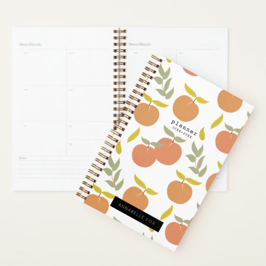 Retro Kute Peach Pattern White Planner (Display)