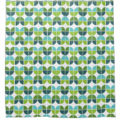 Retro Kwart Blauw Groen Douchegordijn (Voorkant)