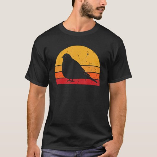 Retro Kwartel Silhouet Vogel 70s 80s T-shirt (Voorkant)