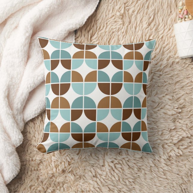 Retro Kwartieren Blauw Bruin Kussen (Deken)