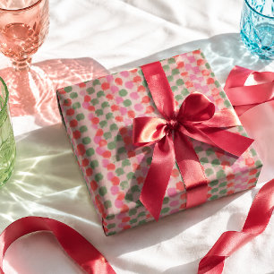 Retro Kwast Kleurrijk Patroon Kerstmis  Cadeaupapier