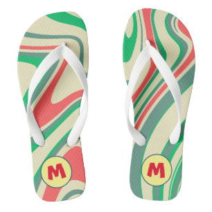  retro l monogram cadeau voor zomer l Marmer Teenslippers