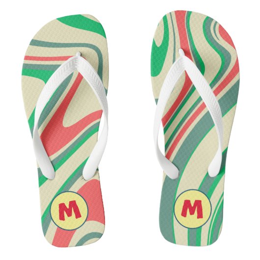  retro l monogram cadeau voor zomer l Marmer Teenslippers (Voetbed)