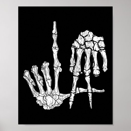 Retro La Hands Skeleton Los Angeles Handtekeningen Poster (Voorkant)