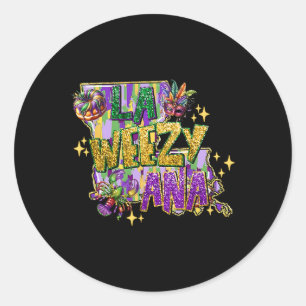 Retro La Weezy Louisiana Kaart Mardi Gras New Orle Ronde Sticker