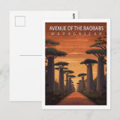 Retro Laan van de Baobabs Madagaskar Natuur Briefkaart (Voorkant / Achterkant)