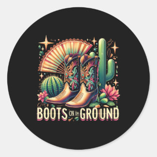 Retro laarzen op Da Ground Westerne Cowgirl Desert Ronde Sticker