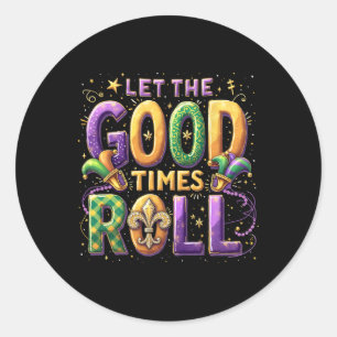 Retro laat de goede tijden Mardi Gras feestliefde Ronde Sticker