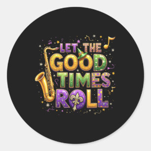 Retro laat de goede tijden Mardi Gras feestliefde  Ronde Sticker