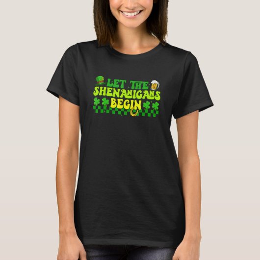 Retro laat de Shenanigans beginnen met Clovers St T-shirt (Voorkant)