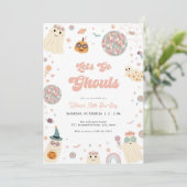 Retro laat gaan Ghouls Halloween verjaardag uitnod Kaart (Staand voorkant)