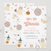 Retro laat gaan Ghouls Halloween verjaardag uitnod Kaart (Voorkant / Achterkant)