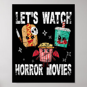 Retro laat horrorfilms kijken Schattigee Halloween Poster