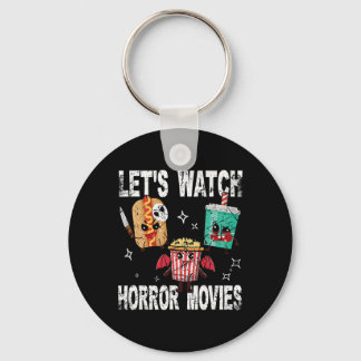 Retro laat horrorfilms kijken Schattigee Halloween Sleutelhanger