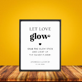 Retro Laat Liefde Glow Stick Dance Floor Trouwbord Poster